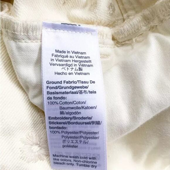 J. Crew Eyelet Billie Demi-Boot Crop Jean, High Rise, Cream Embroidery, 34” - Picture 8 of 9